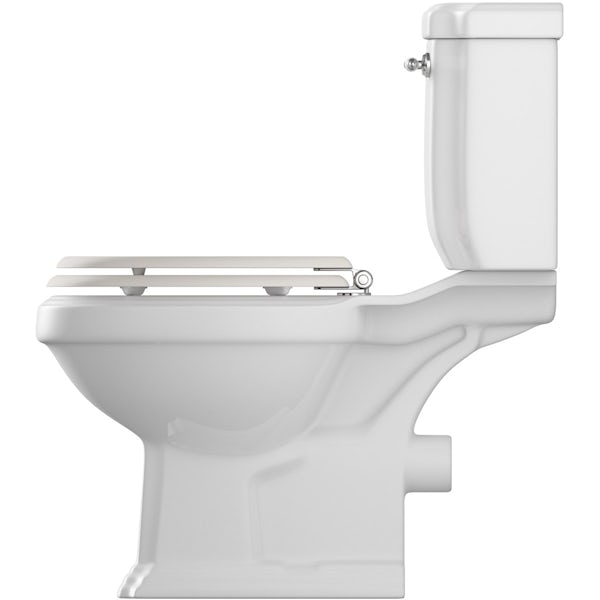 Dulwich close coupled toilet with soft close wooden toilet seat white