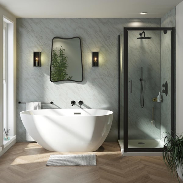 Showerwall Carrara Marble waterproof proclick shower wall panel