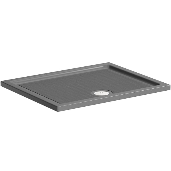Orchard anti-slip rectangular grey gloss shower tray