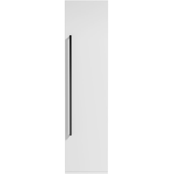 Orchard Derwent white tall wall hung cabinet with black handle 1400 x 350mm