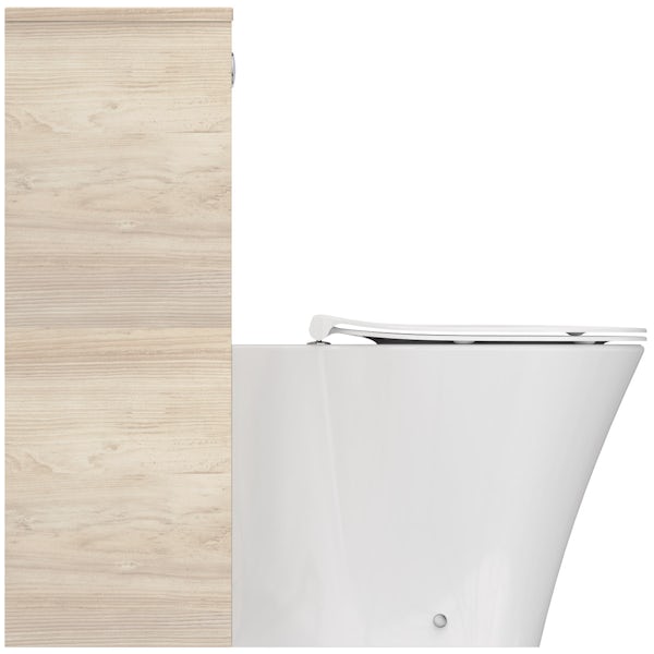 Ideal Standard Concept Air wood light brown back to wall unit, concealed cistern and push button