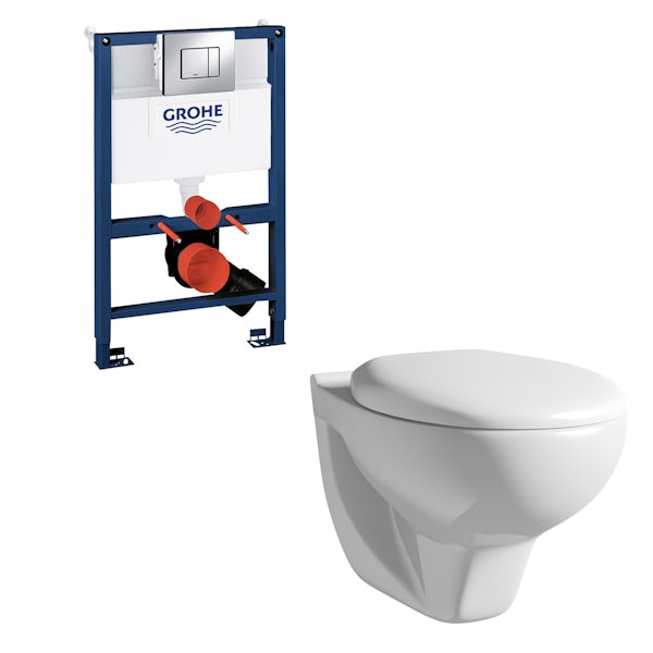 Orchard Elena wall hung toilet, Grohe frame and Skate Cosmopolitan push plate 0.82m