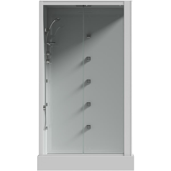 Mode rectangular white glass backed hydro massage shower cabin 1200 x 800