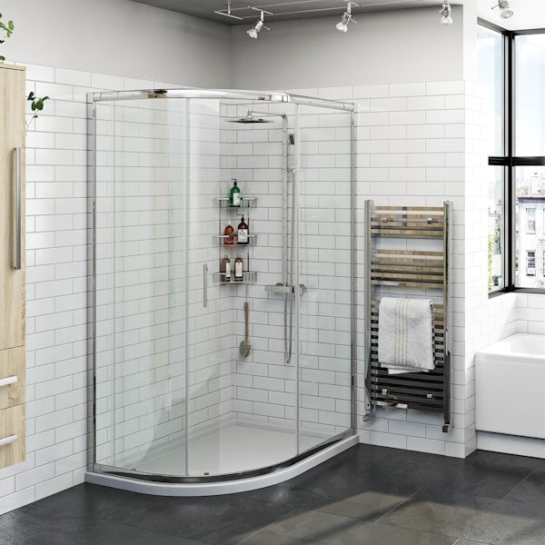 Orchard 6mm left handed offset quadrant shower enclosure and stone shower tray