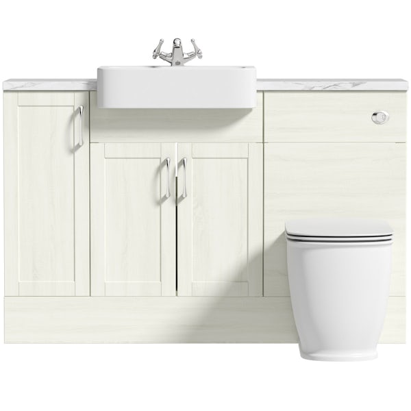 The Bath Co. Newbury white small fitted furniture combination with white marble worktop