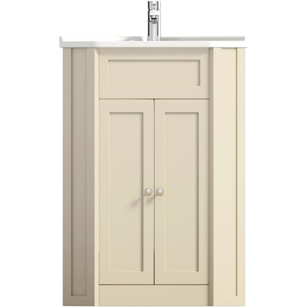 The Bath Co. Camberley satin ivory corner unit and basin 580mm