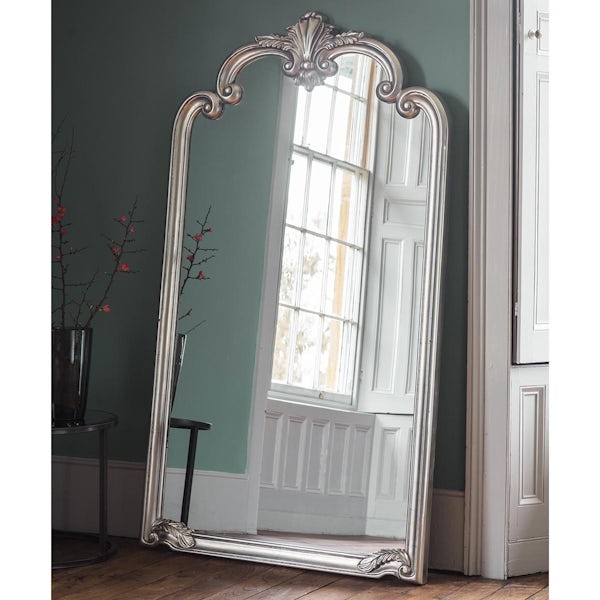 Accents Palazzo ornate silver leaner mirror 1840 x 1040mm