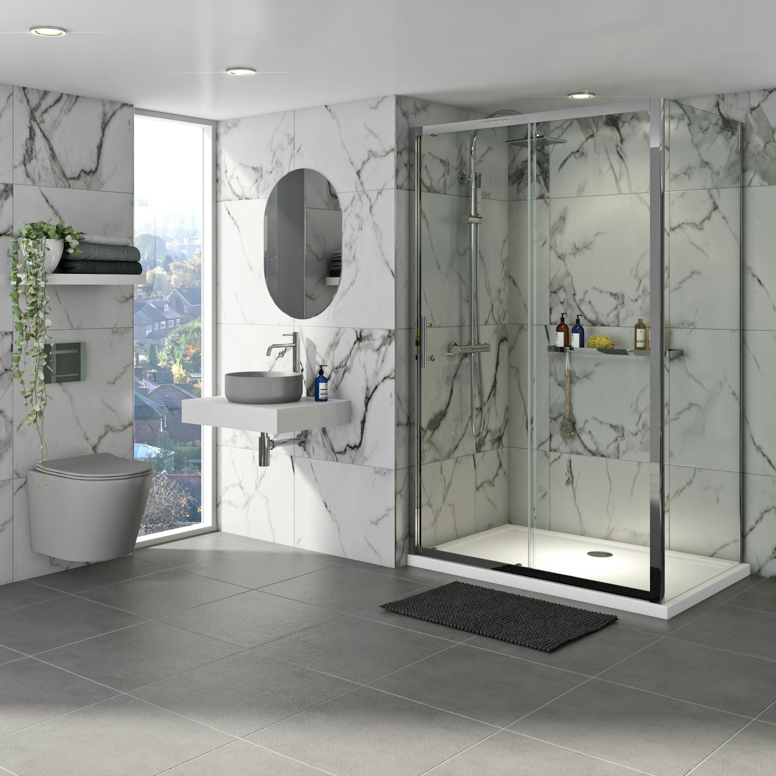 Mode Orion Complete Bathroom Suite With Contemporary Stone Grey Wall 