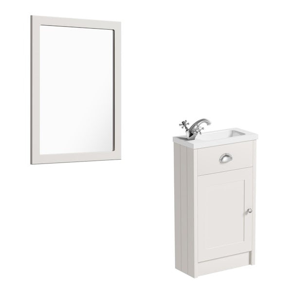 The Bath Co. Dulwich stone ivory cloakroom vanity unit and mirror 600mm