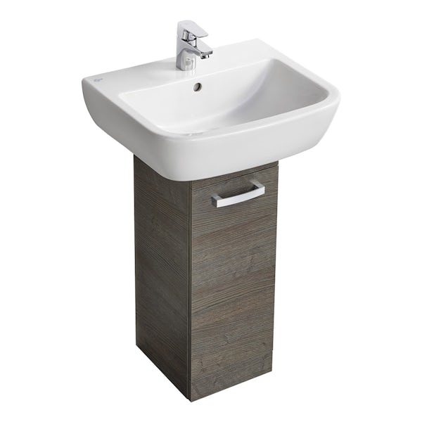 Ideal Standard Tempo sandy grey pedestal unit with basin 500mm