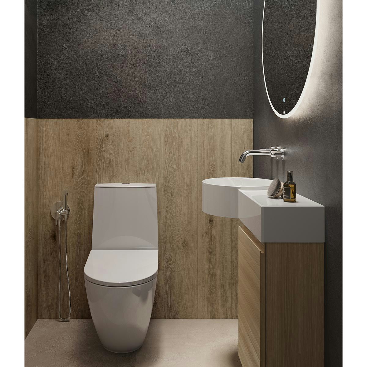 RAK Gina Wall Hung Basin with Right Hand Ledge 675mm Wide 1 Tap Hole 