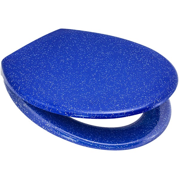 Accents universal glitter blue toilet seat with soft close and quick release