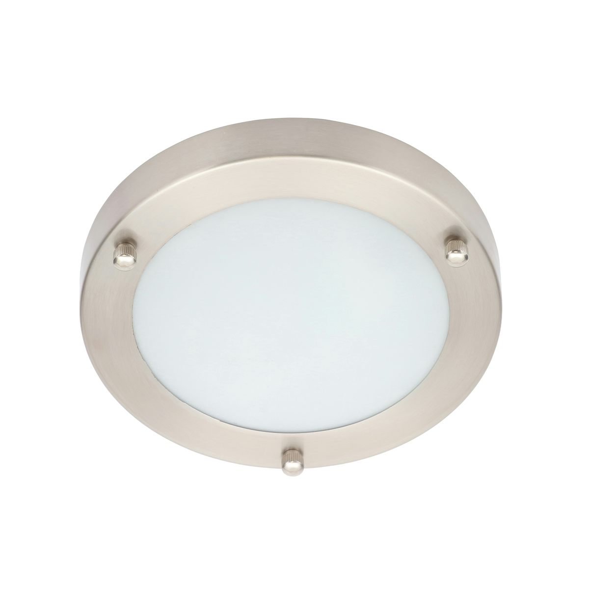 Forum Draco satin nickel small round flush bathroom ceiling light