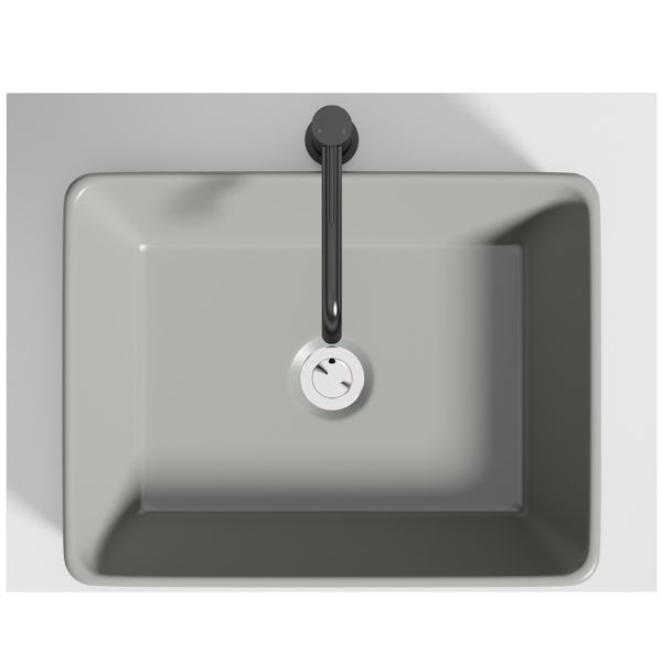 Artist Collection Gorgeous Grey rectangular basin with countertop shelf
