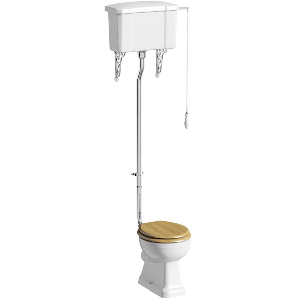 Camberley High Level Toilet inc Luxury Solid Oak Seat
