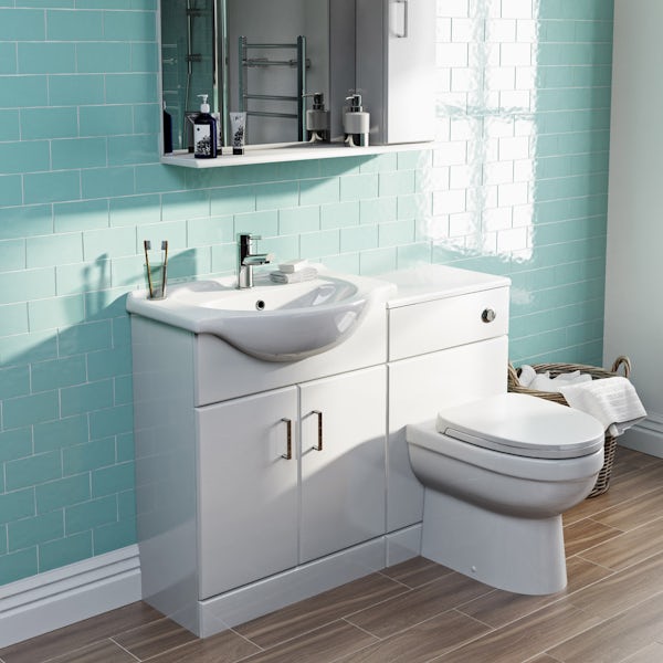 Orchard Eden white 1155mm combination with Eden back to wall toilet and soft close seat