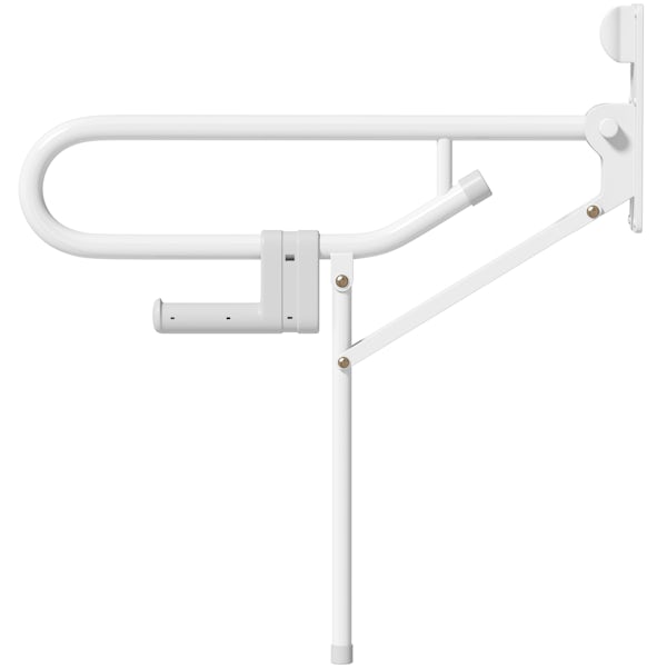AKW Folding support grab rail with fixed leg white