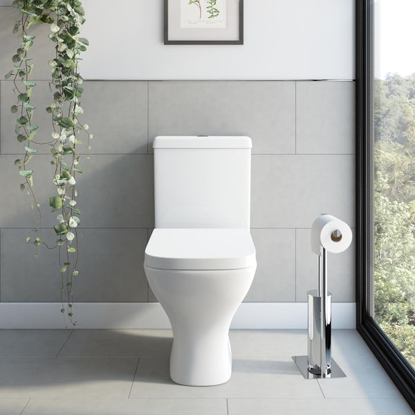Orchard Derwent square rimless close coupled toilet with wrapover soft close seat
