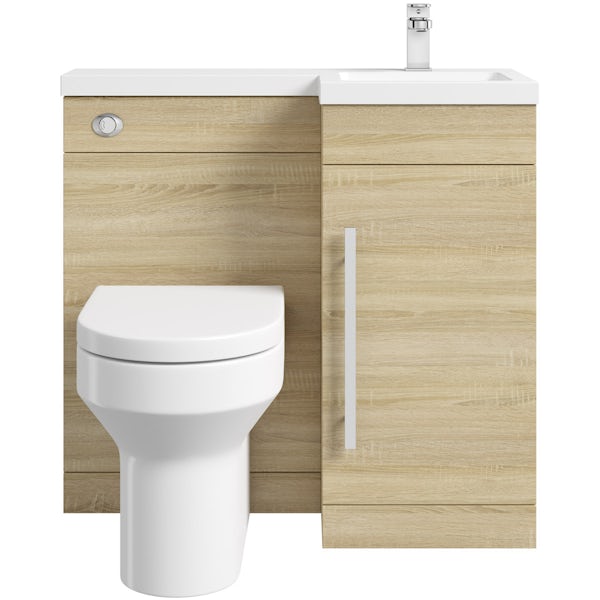 MySpace Oak right handed unit with Oakley back to wall toilet
