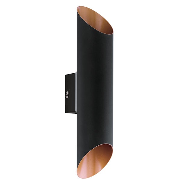 Eglo Agolada outdoor wall light IP44 in black and copper