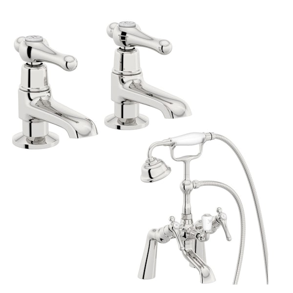 The Bath Co. Camberley lever basin pillar and bath shower mixer tap pack