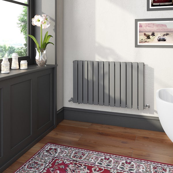 The Heating Co. Bonaire anthracite grey double horizontal flat panel radiator