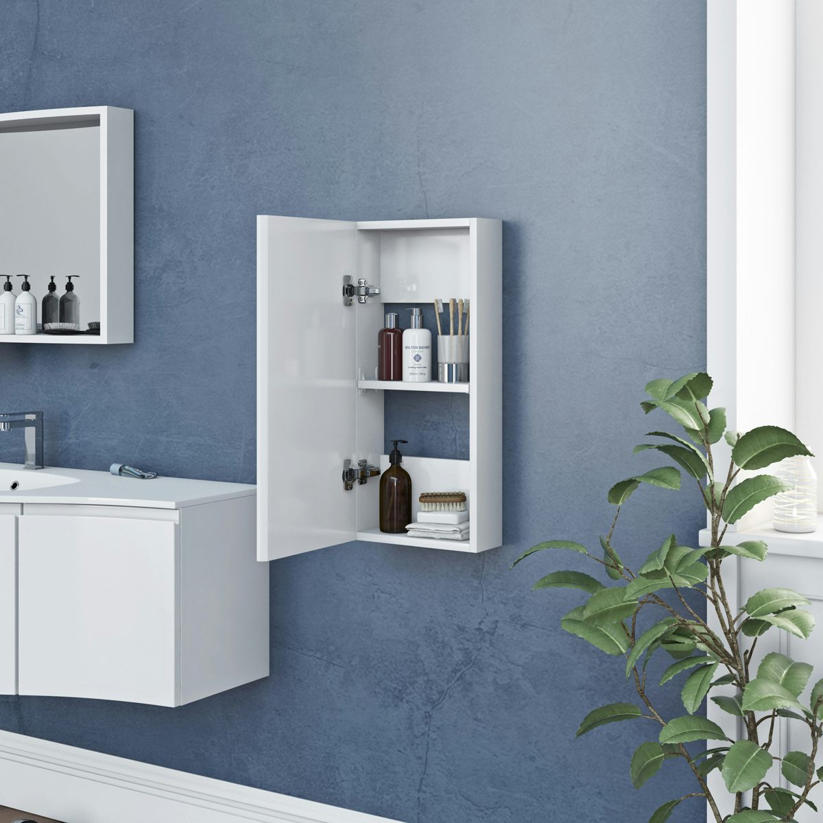 Accents Slimline White Wall Hung, Thin Wall Cabinet For Bathroom