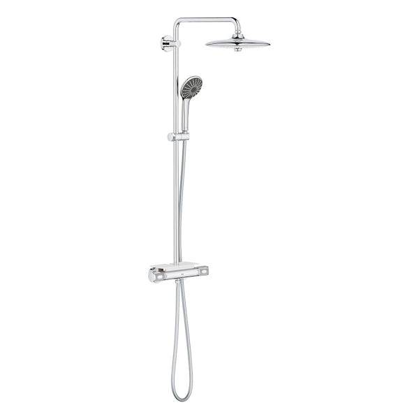 Grohe Vitalio Joy 260 thermostatic shower system with valve shelf