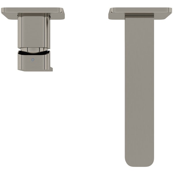 Mode Spencer square wall mounted brushed nickel bath mixer tap offer pack
