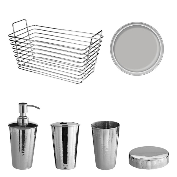 Hammered nickel 7 piece accessory and towel bundle