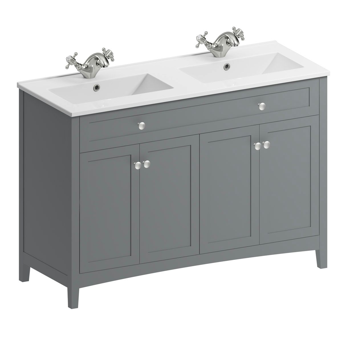 The Bath Co. Camberley Satin Grey Floorstanding Double Vanity Unit And ...