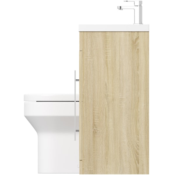 MySpace Oak right handed unit with Oakley back to wall toilet