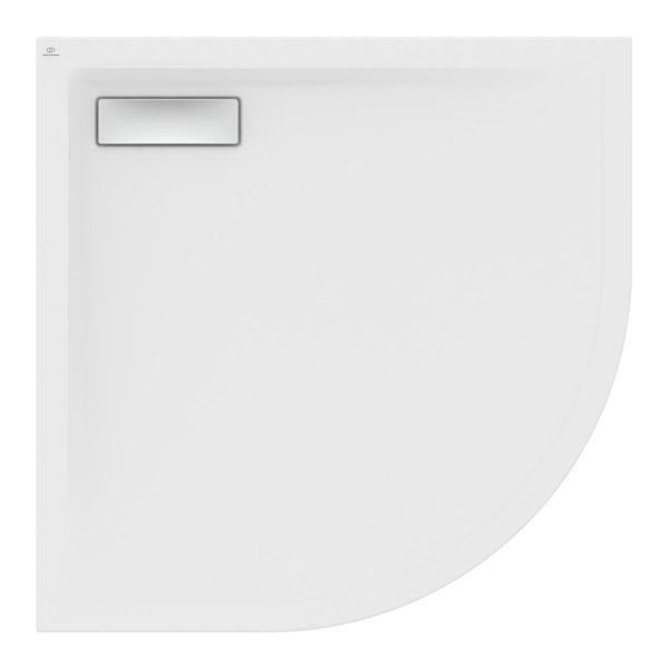 Ideal Standard Ultraflat 900 x 900mm quadrant shower tray in silk white with waste