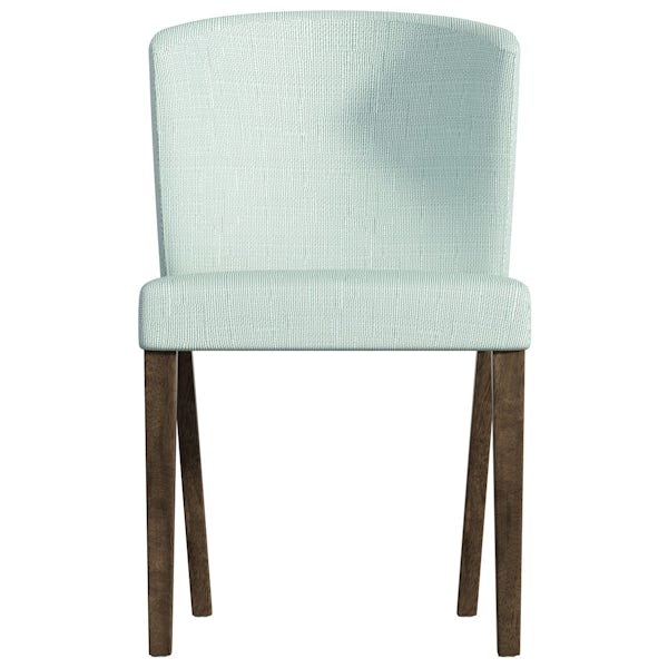 Hudson walnut and light cyan pair of dining chairs