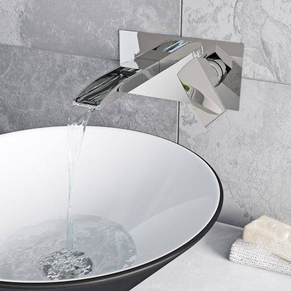 Mode Cooper waterfall wall mounted waterfall basin mixer tap with slotted waste