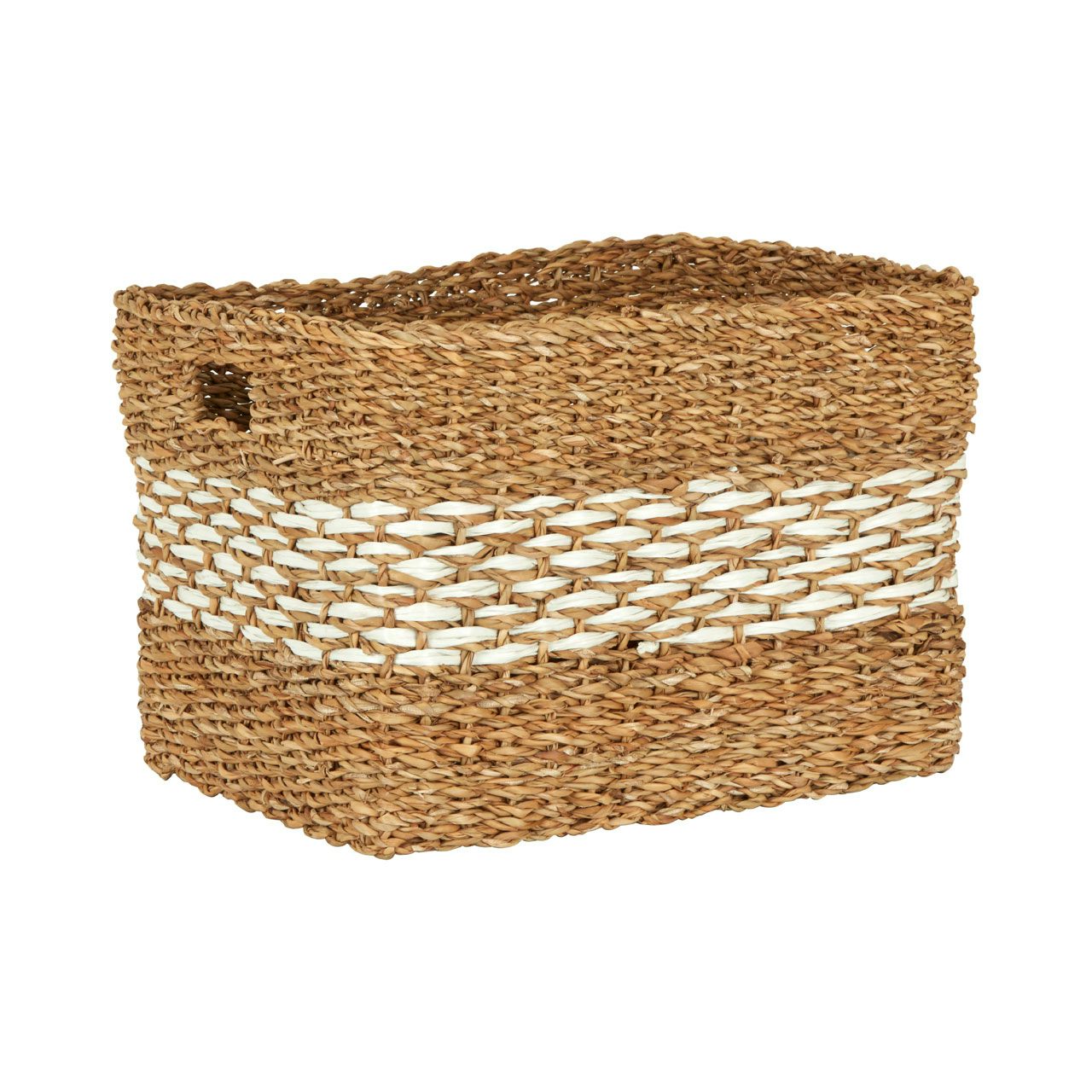 Accents Rectangular natural and white seagrass basket