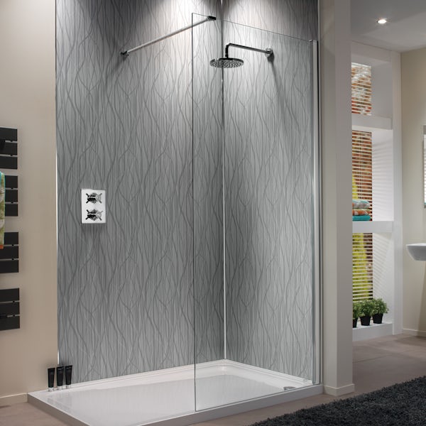 Showerwall Whispering Grass Metallic Grey waterproof shower wall panel