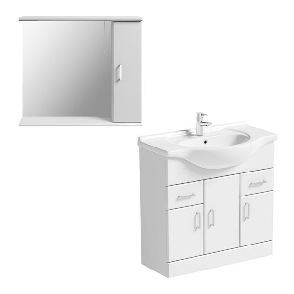 Sienna White 850 Vanity Unit With Mirror Offer Victoriaplum Com