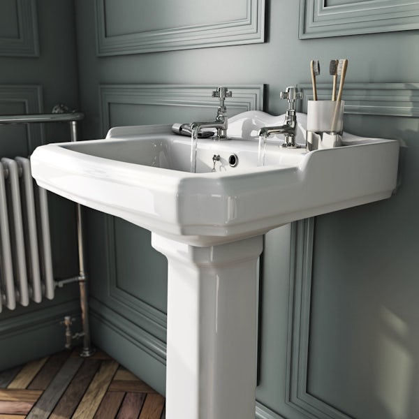 The Bath Co. Winchester 2 tap hole full pedestal basin 600mm with taps