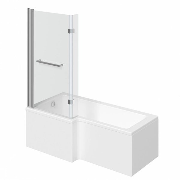 Boston Shower Bath 1500 x 850 LH with 8mm Hinged Screen with Towel Rail