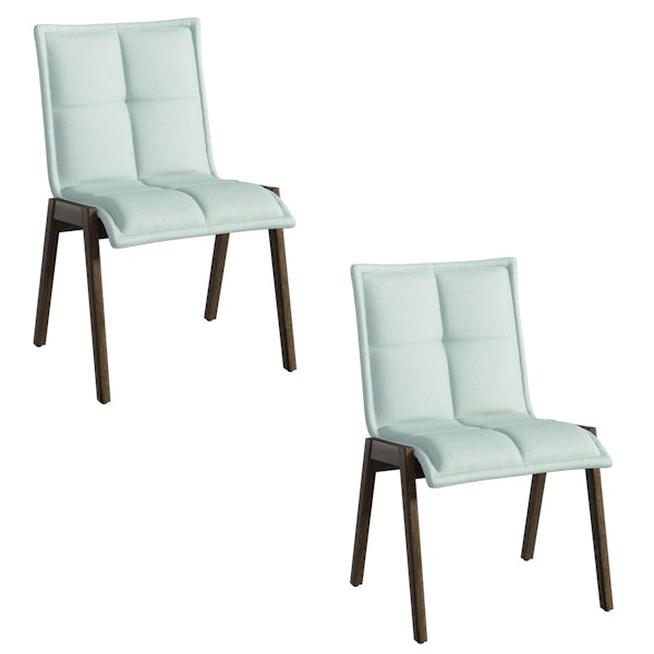 Hadley walnut and light cyan pair of dining chairs