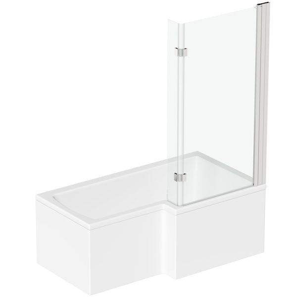 Mode L shaped right handed shower bath 1500mm with 8mm hinged shower screen