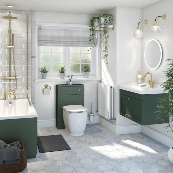 The Bath Co. Ascot green wall hung vanity unit and ceramic basin 800mm
