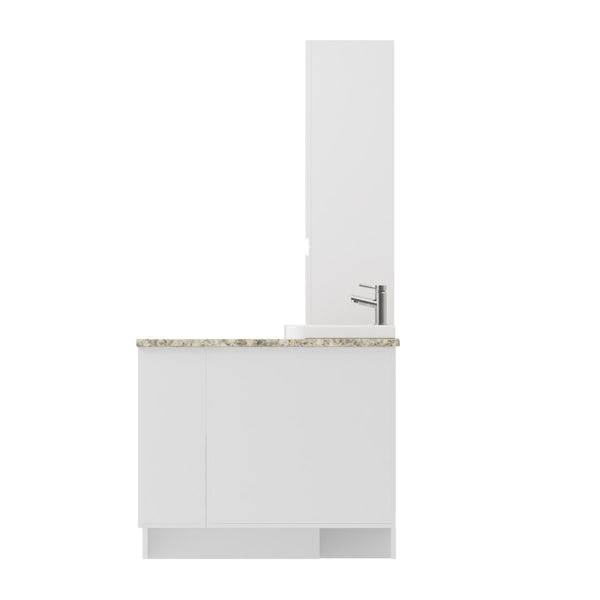 Reeves Wharfe white corner large drawer fitted furniture pack with beige worktop