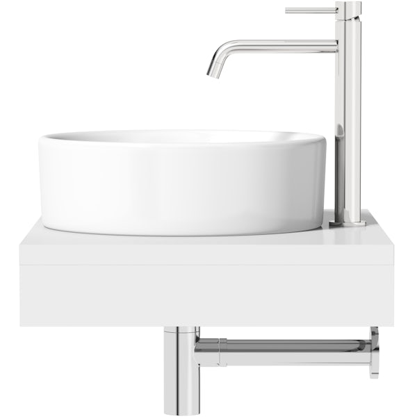 Artist Collection Wowee White round basin with countertop shelf