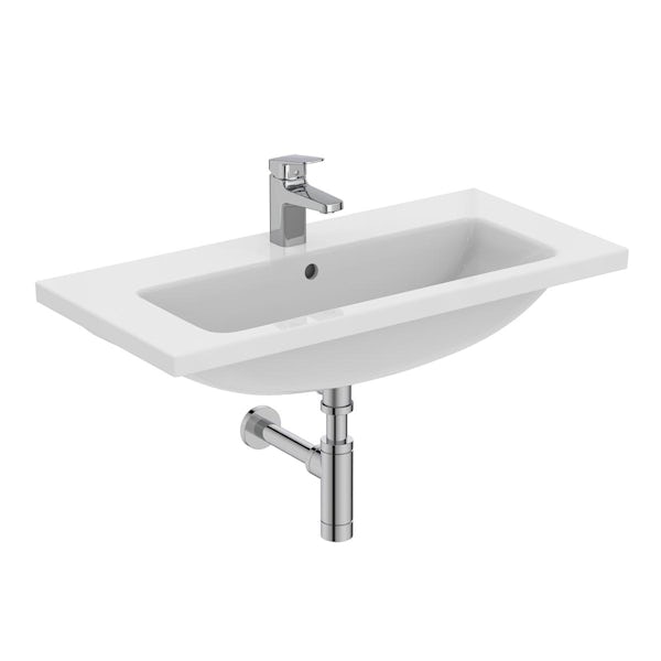 Ideal Standard i.life S 1 tap hole wall hung basin 800mm with fixing kit and bottle trap