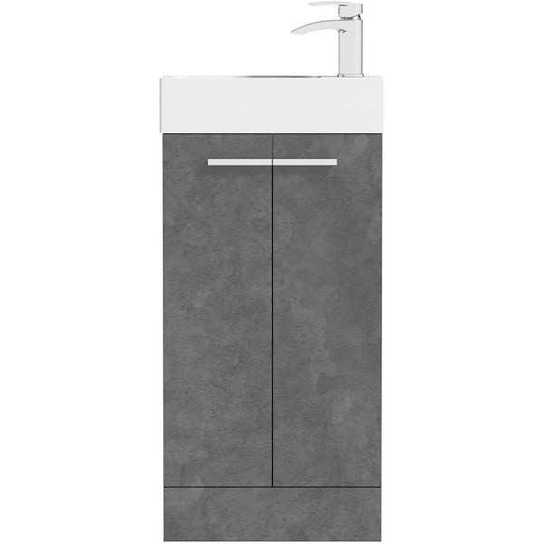 Clarity Compact riven grey floorstanding vanity unit and basin 410mm with tap