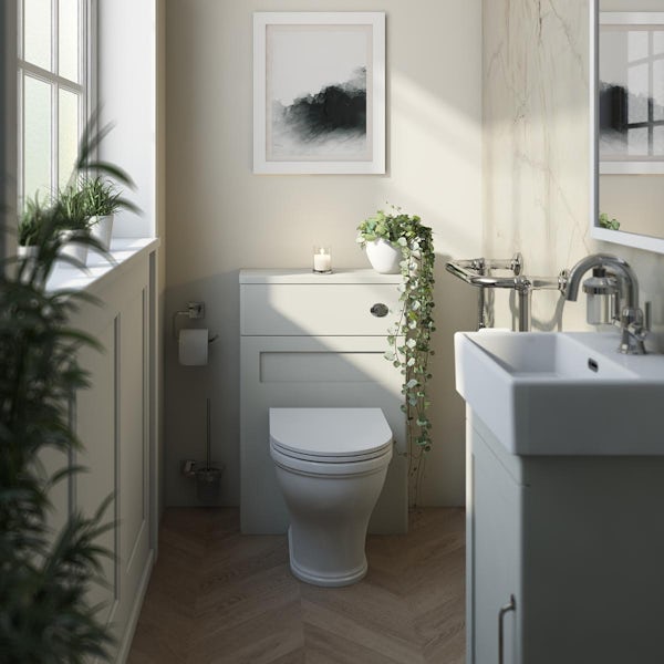 The Bath Co. Aylesford rimless back to wall toilet with soft close seat