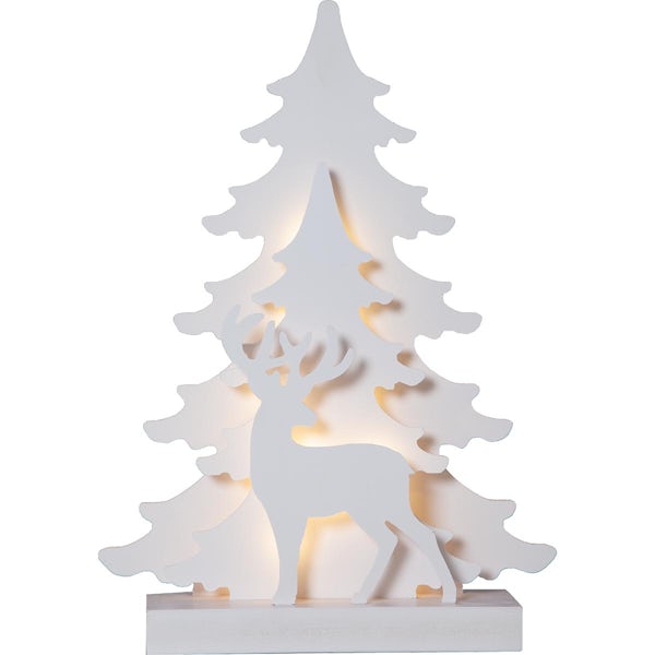 Eglo Christmas LED wooden tree reindeer decoration in white