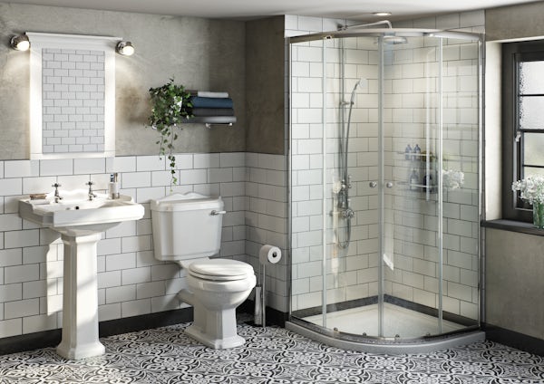 The Bath Co. Winchester complete bathroom suite with 4mm enclosure 900 x 900